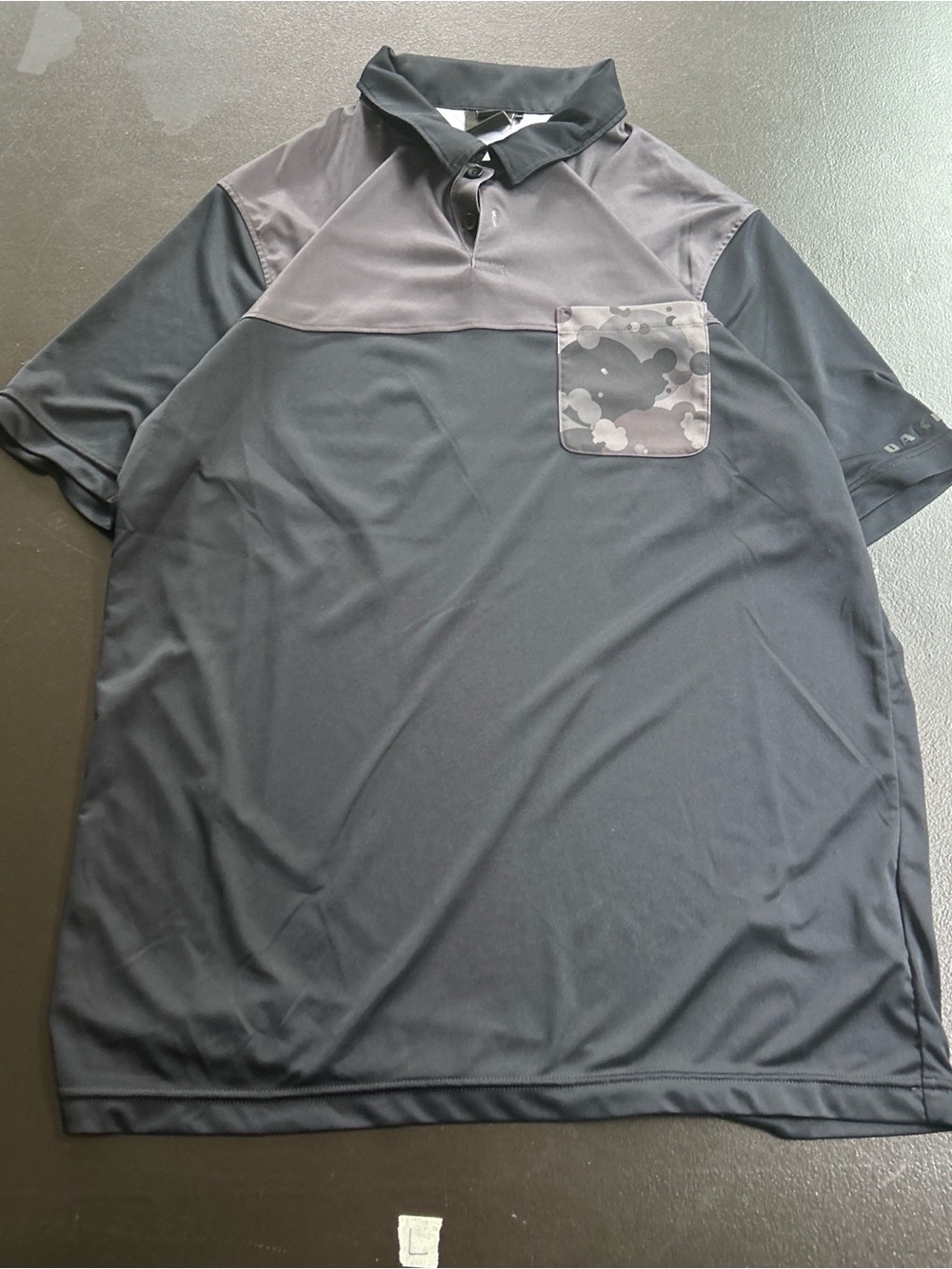 Oakley Two-Tone Black and Charcoal Polo with Camouflage Pocket